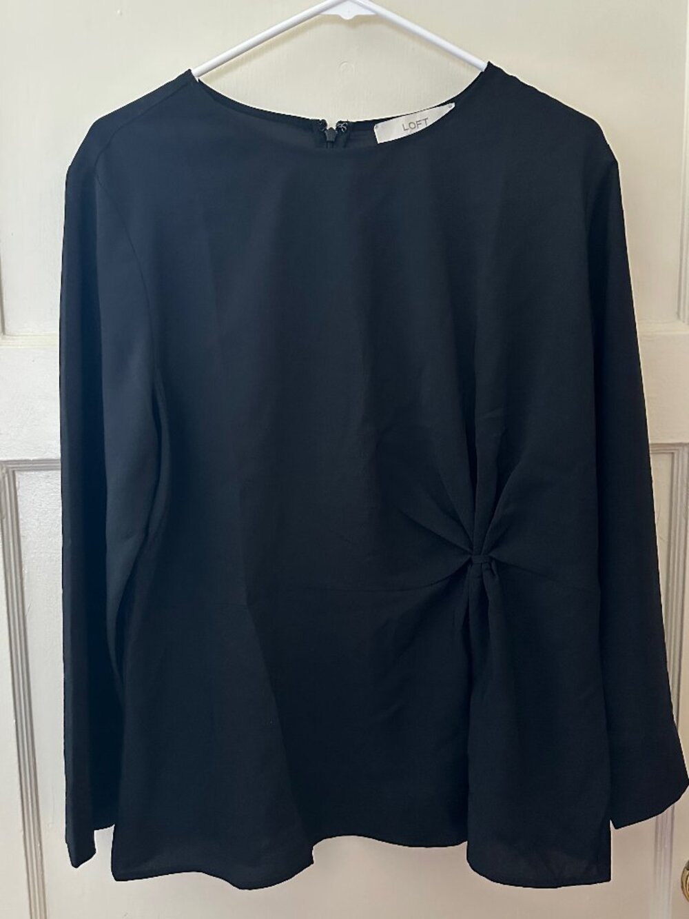 LOFT Long-Sleeve Black Blouse Size 12